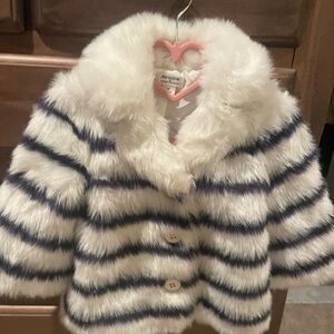 Striped Faux Fur Kids Coat Janie & Jack Juno Valentine Limited Edition